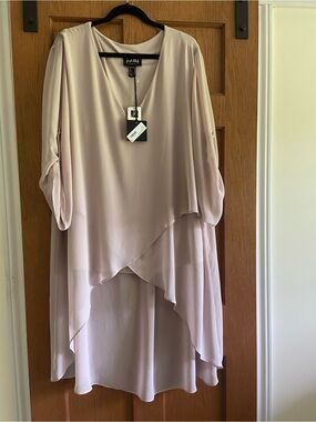 Joseph Ribkoff Blush Layered Chiffon High-Low Dress.   NWT